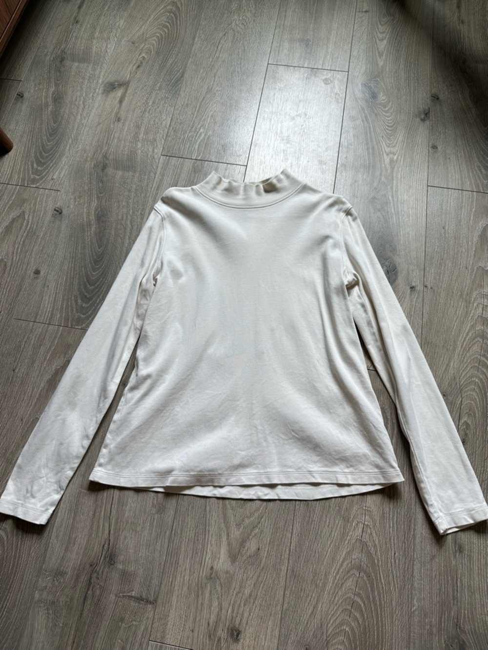 100% Cotton St. John's Bay Long-Sleeve Mock Neck Tee in Off-White Color